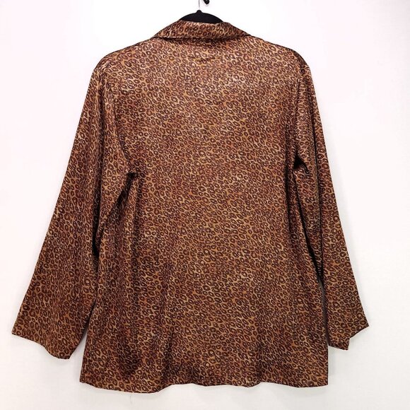 Victoria's Secret Pajama Top Size Small Long Sleeve Button Up Animal Print Satin - Picture 2 of 10